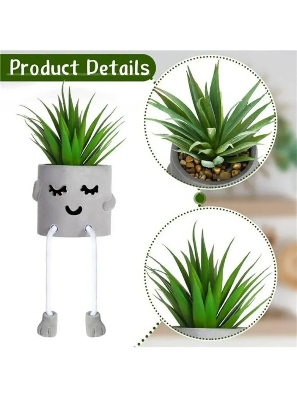 Artificial succulent potted plant cute faux desk decor for office bedroom shelf